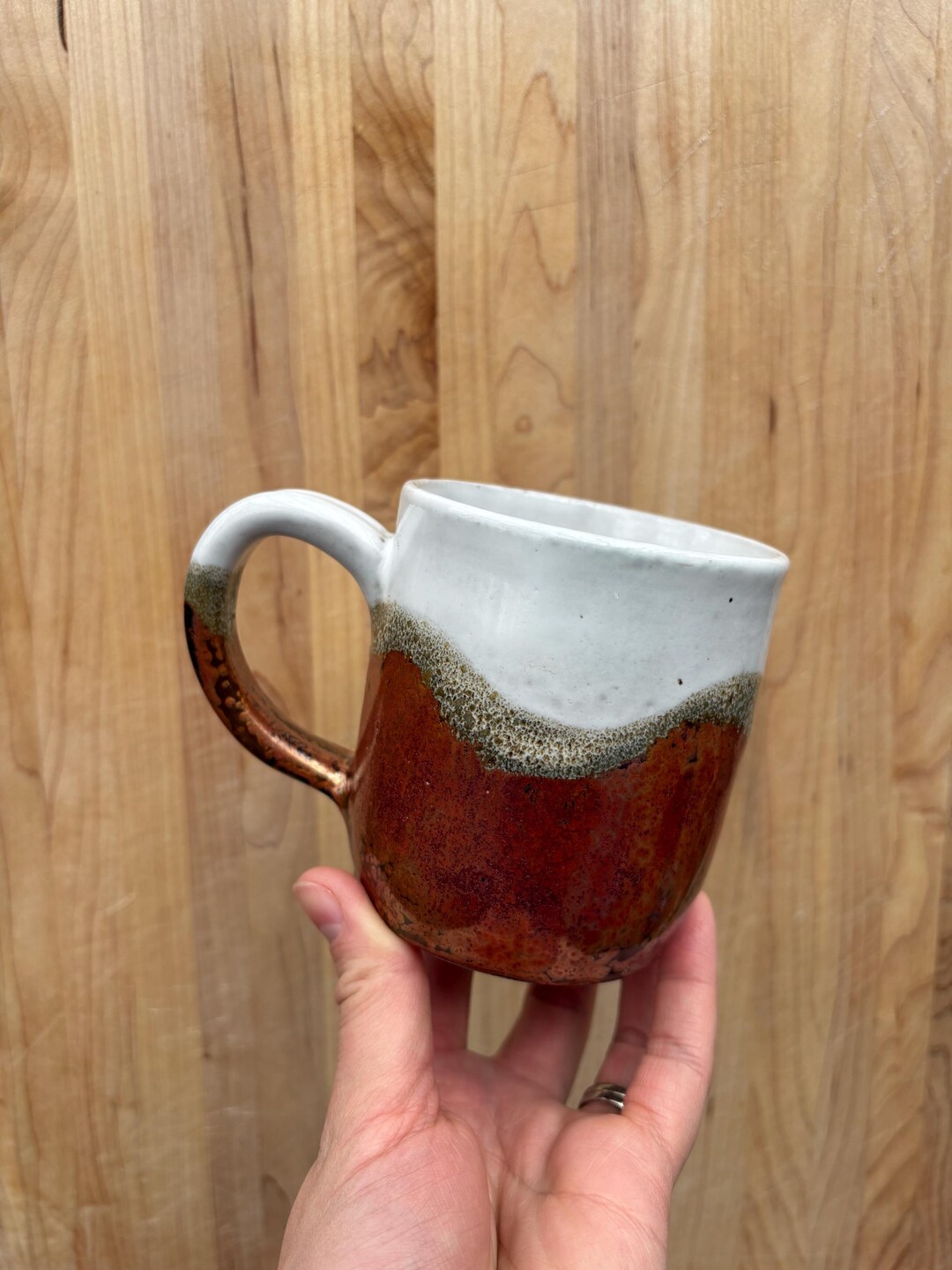 Mug Curved Rim Snow & Ancient Copper Curved Mug - Etsy