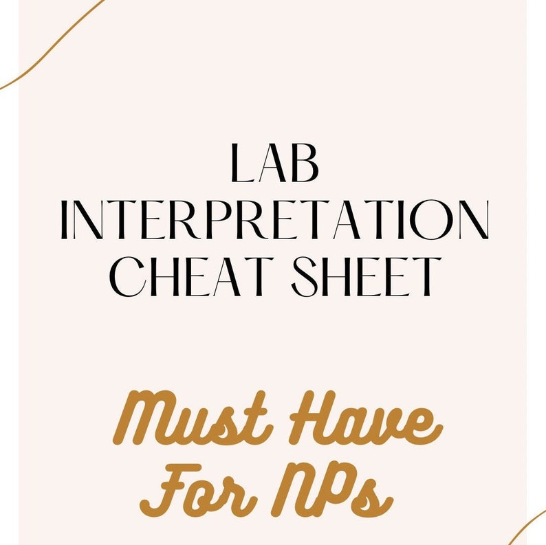 Lab Interpretation Cheat Sheet for Nurse Practitioners Etsy