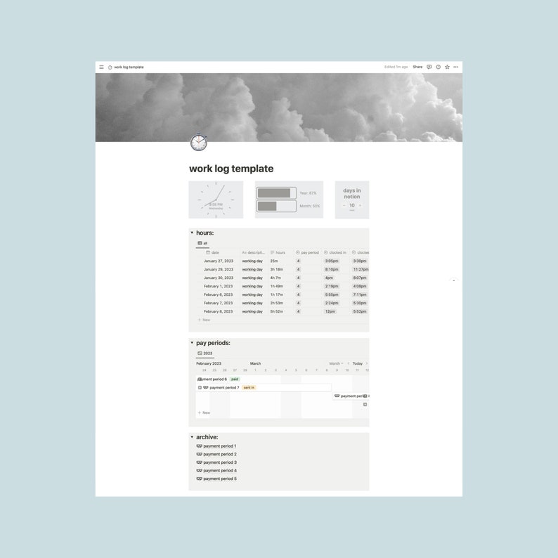 Simple Notion Work Log Template Work From Home Hours Tracker Working Simple Notion Work Log Template Work From Home Hours Tracker Working