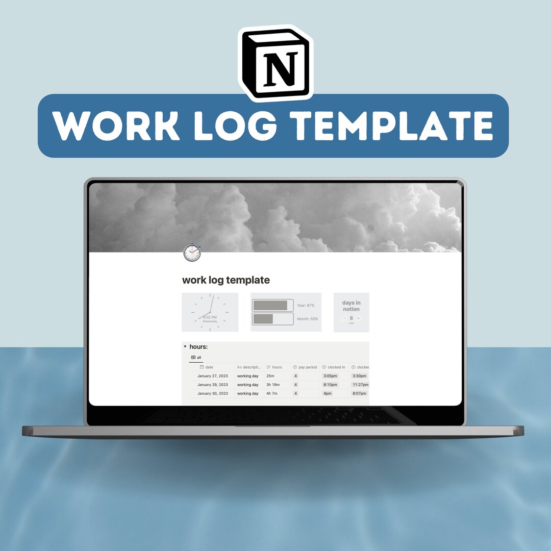 Simple Notion Work Log Template Work From Home Hours Tracker Working 