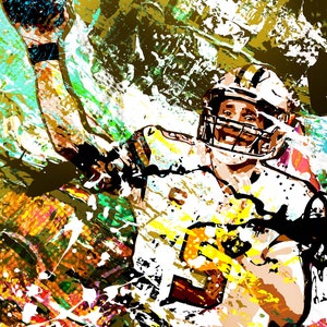 Drew Brees, New Orlean Saints: Art Print, Canvas Print, Man Cave, Football Poster, Wall Decor, Kid Decor, Custom, Personalized, Customizable