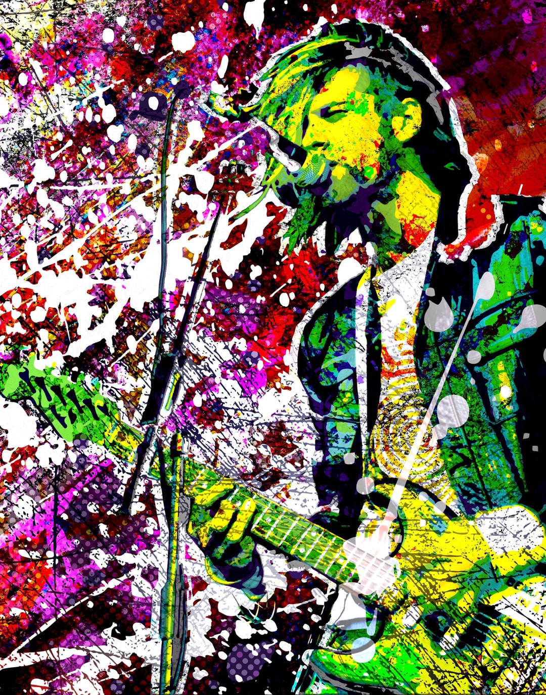 Kurt Cobain, Nirvana Art Print, Canvas Print, Art Deco, Home Decor, Wall Decor, Musi Etsy