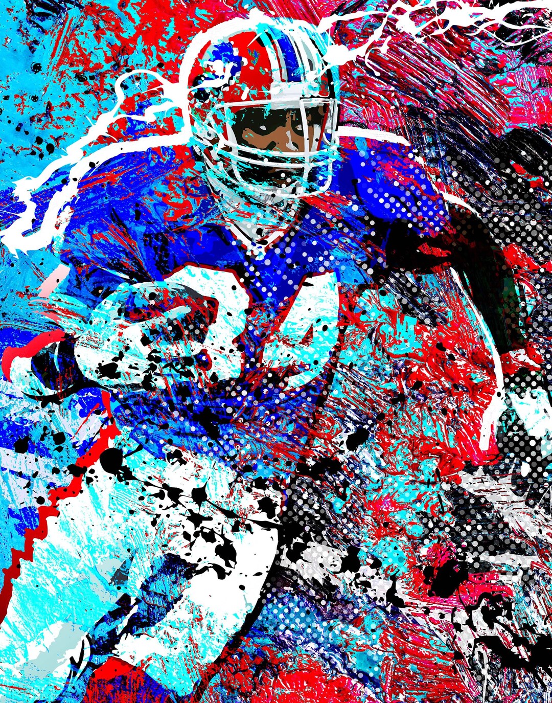 Thurman Thomas, Buffalo Bills Art Print, Canvas Print, Man Cave, Football Poster, Wall Decor