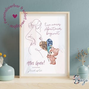 Cartaz de presente em dinheiro personalizável para licença-maternidade/nascimento – presente de despedida para baixar e imprimir você mesmo
