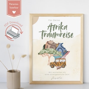 Regalo in denaro per un viaggio in Africa | Buono personalizzabile per luna di miele, compleanno – PDF da stampare, download immediato