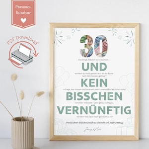 30th birthday funny cash gift | Birthday gift & wish fulfiller | customizable | PDF instant download for printing