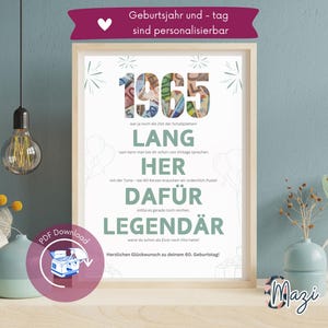 60. Geburtstag witziges Geldgeschenk | Geburtstagsgeschenk & Wunscherfüller | personalisierbar | PDF Sofort Download zum ausdrucken