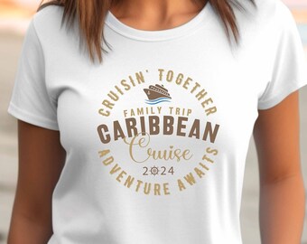 CRUISING' Together Viagem em família Caribbean CRUISE 2024 Adventure Awaits Camiseta unissex de manga curta