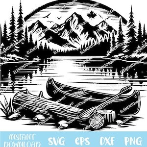 LAKE scene SVG, Lake Scene Eps, Lake Scene png, Lake Scene dxf, CANOE Svg, Nature scene Svg, Forest Scene Svg instant digital Download