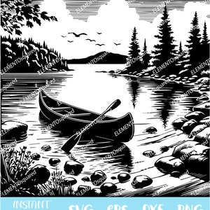 LAKE scene SVG, Lake Scene Eps, Lake Scene png, Lake Scene dxf, CANOE Svg, Nature scene Svg, Forest Scene Svg instant digital Download