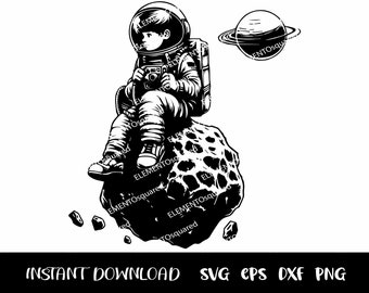 ASTRONAUTA con METEORITO Svg Astronauta Siluetas, ESPACIO Clipart niño Astronauta Png niño astronauta svg Espacio Svg Png Eps Dxf Descarga instantánea