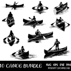 CANOE Bundle SVG, Png, Eps, Dxf, adventure svg Canoe Silhouette png, canoe cliparts for lake scene, Instant digital download
