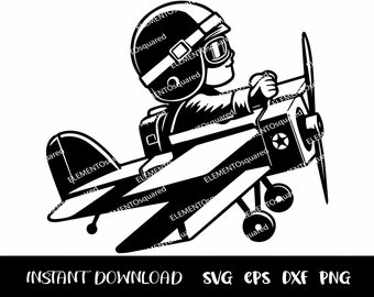 Kid AVIATOR Svg, garotinho PILOT Silhouette, piloto Clipart, sonhos de criança, garoto viajante em capacete de aviador svg Png Eps Dxf Download instantâneo