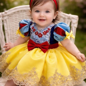 snow white 1st birthday dress Snowwhite Toddler First Birthday Dress, Snow White Baby Frock, Blue Girl Dress, Cosplay Costume, Birthday Party Dress