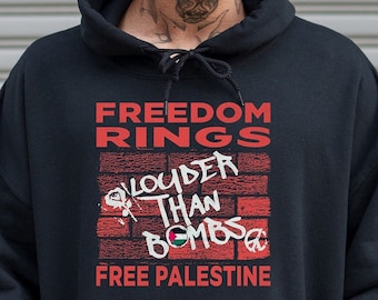 Free Palestine graffiti wall hoodie - Unisex for men or women - Activist resistance for Middle East solidarity and human rights support