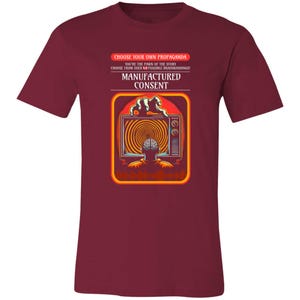 Free Thinker, Anti-Media Brainwashing, Manufactured Consent, Propaganda T-Shirt, Retro Political Satire, Unisex For Men or For Women Cardinal