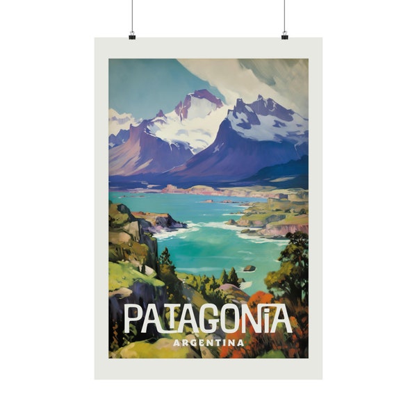 Patagonia Argentina Travel Poster, Argentina, Travel Print, Illustration, Wall Decor, Travel Enthusiast Gift