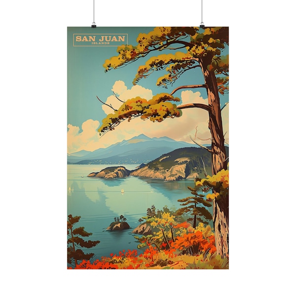 1970s San Juan Islands Vintage Travel Poster