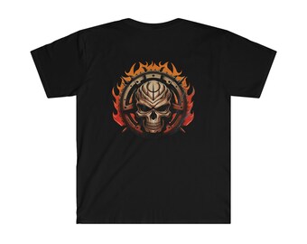 Skull and Fire T-Shirt, Skull, Halloween, Scary, Gift. Gift.Gildan 6400 T shirt