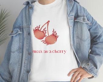 Sweet as a Cherry T-Shirt, Sweet as a Cherry Tee, Cherries, Cherry Shirt, Fun Fruit Shirt, Food Shirt, Sweet Shirt,Unisex Softstyle T-Shirt