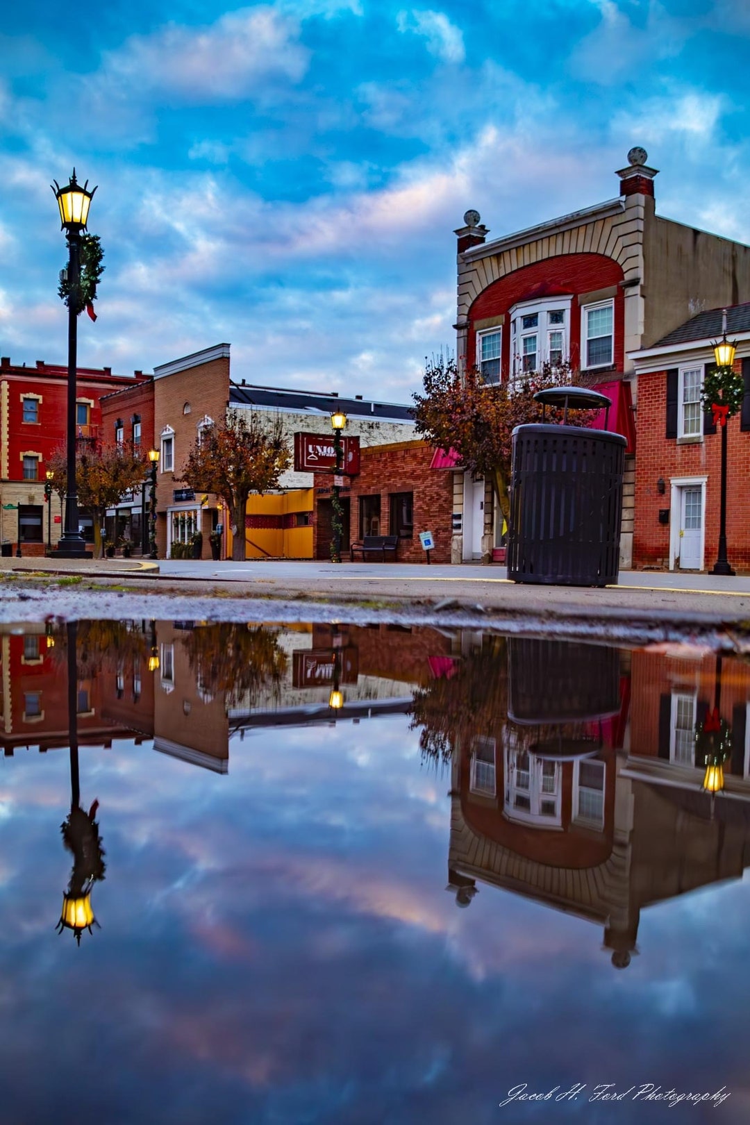 California (PA) - Redstone Pharmacy Puddle Reflection on Mostly Cloudy ...