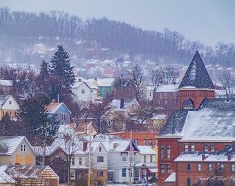 Rankin - Former St. Brendan’s Catholic School and Adjacent Braddock Neighborhood Homes on Cold January Morning