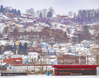 Charleroi - Looking Across Veterans Memorial Field on Snowy Mid-morning February (Puzzle)