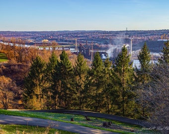 North Braddock - Union Railroad Hot Metal Bridge Overlooking Duquesne & USS Edgar Thomson Works from Grandview Golf Club During Golden Hour