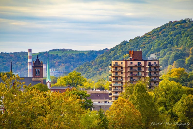 Monongahela Building Tops With Scattered Autumn Folliage Etsy