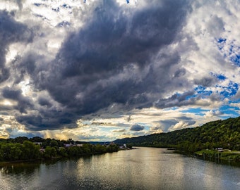 Storm Cloud With Scattered Clouds over Monongahela River from Mom City Bridge