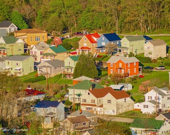 Coal Center - Colorful houses of Newell on Sunny April Evening