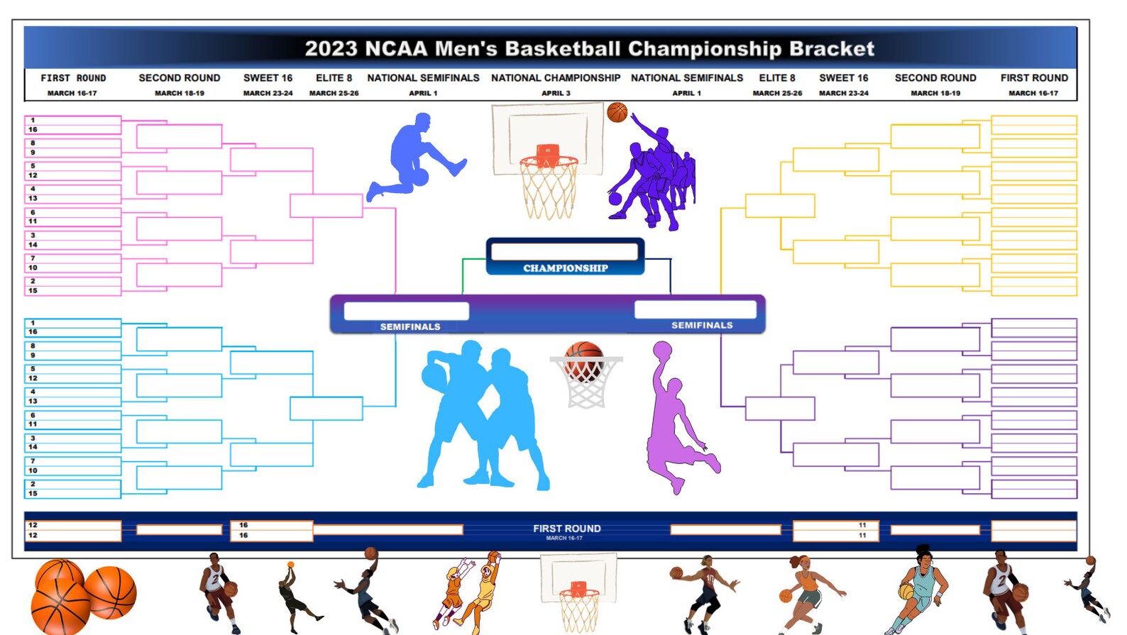Buy NCAA Printable Bracket 2023 GIANT NCAA Printable Bracket Online in India Etsy