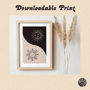 Digital Print Sun Moon Wall Art Sun and Moon Printable Sun Print Moon Instant Download
