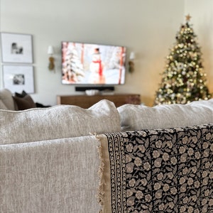 Boho Indian Mud Cloth Throw Blanket With Tassels Hand loomed Block Print Organic Cotton Sofa and Bed Throw Cozy Neutral Decor Vintage Throw