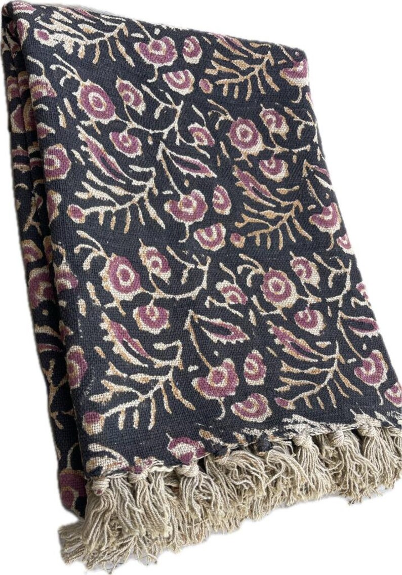 Bed Throw Blanket For Travel Winter Soft Warm Cover Sofa Cotton Hand Block Print
