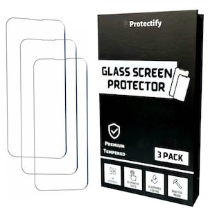 Protectify Tempered Glass Screen Protector Compatible for iPhone 13 Pro Max [6.7 inch], Oil and Sweat Resistant, Shatterproof, 3 Pack