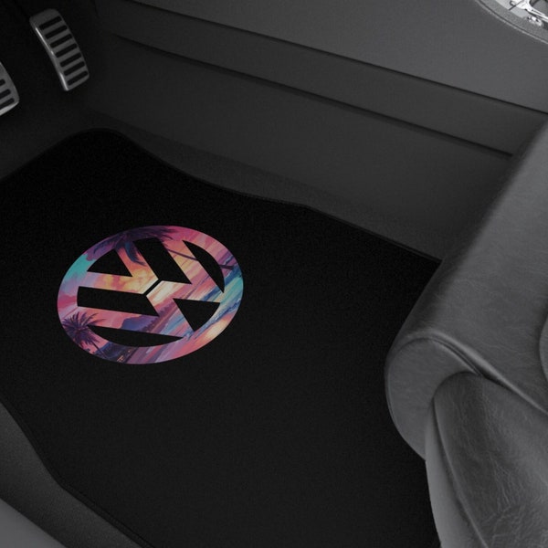 Volkswagen Beach Full Set of Car Mats | Sunset Beach inside the VW Logo Car Floor Mats (Set of 4)