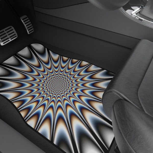 3D Optical Illusion Cool Car Mats | Stare at it! Matching Set of Front Car Mats (2x Front) | Treat your passengers to a great trip!