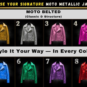 Metallic Purple Leather Moto Jacket: Women's & Men's Shiny Biker Jacket image 3