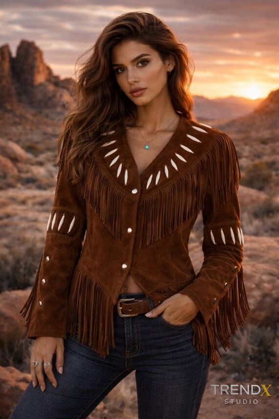 Handmade Suede Fringe Western Jacket: Chocolate Brown Boho Cowgirl