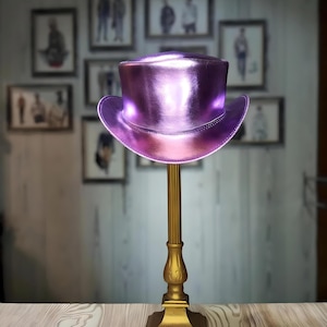Purple Metallic Leather Top Hat Men & Womens - Classic Marlow Style Unbanded - Handmade Leather Hats