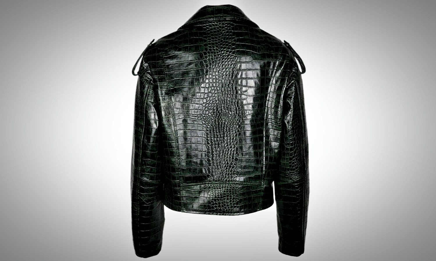 Blue Crocodile-print Leather Moto Jacket: Asymmetrical Biker Style