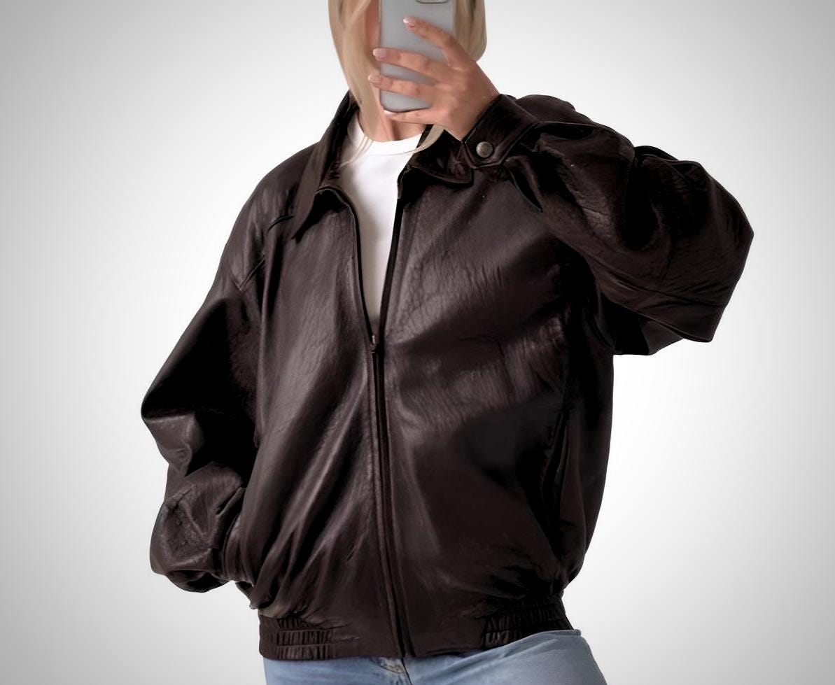Oversized vintage brown leather jacket - Etsy 日本 Oversized vintage brown leather jacket - Etsy 日本