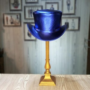 Blue Metallic Leather Top Hat Men & Womens - Classic Marlow Style Unbanded - Handmade Leather Hats