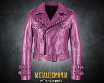 Pink Metallic Leather Jacket – Sleek Fit Moto Biker Style