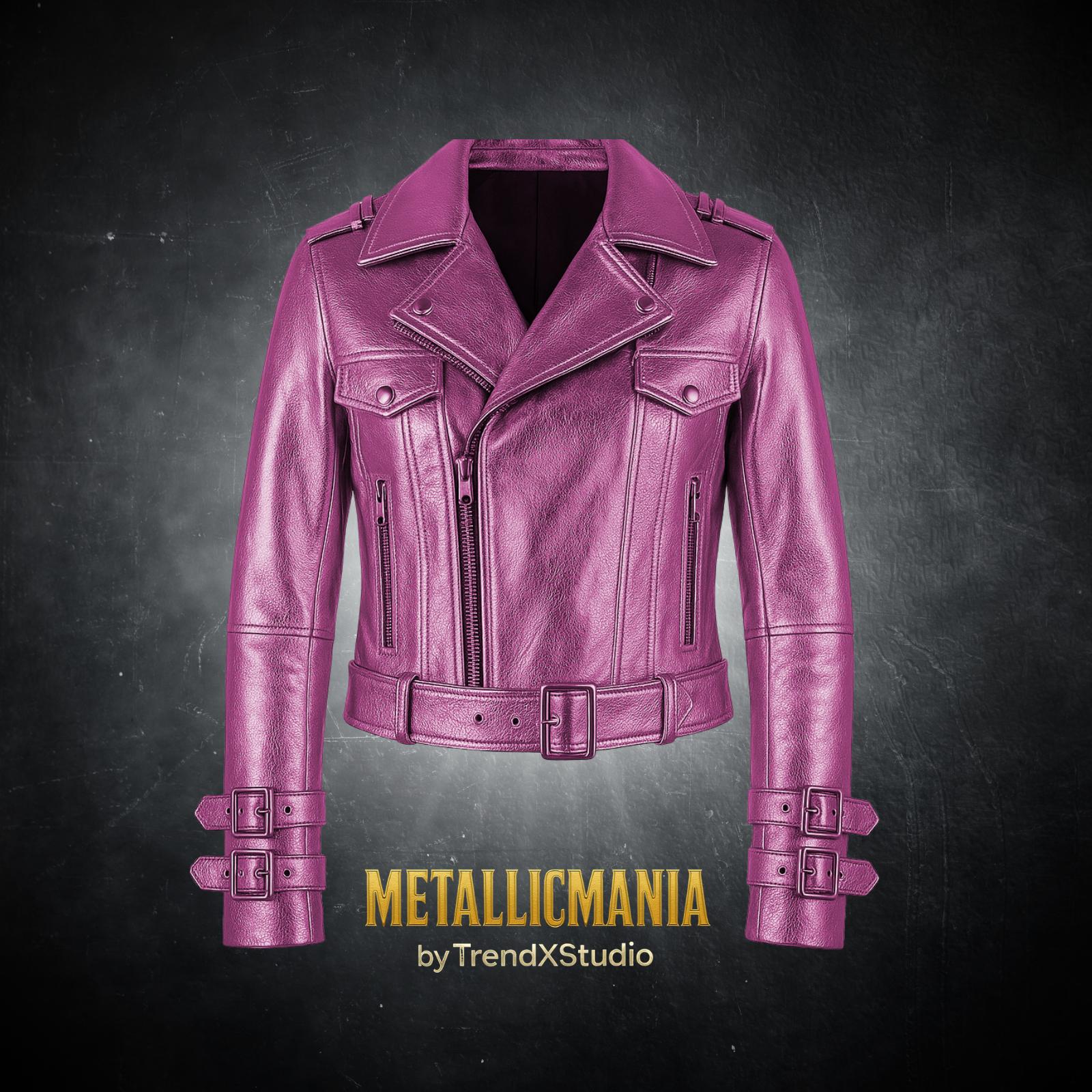Pink Metallic Leather Jacket – Sleek Fit Moto Biker Style