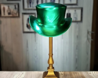 Green Metallic Leather Top Hat Men & Womens - Classic Marlow Style Unbanded - Handmade Leather Hats