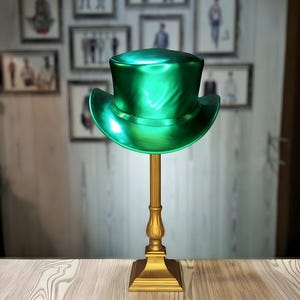 Green Metallic Leather Top Hat Men & Womens - Classic Marlow Style Unbanded - Handmade Leather Hats