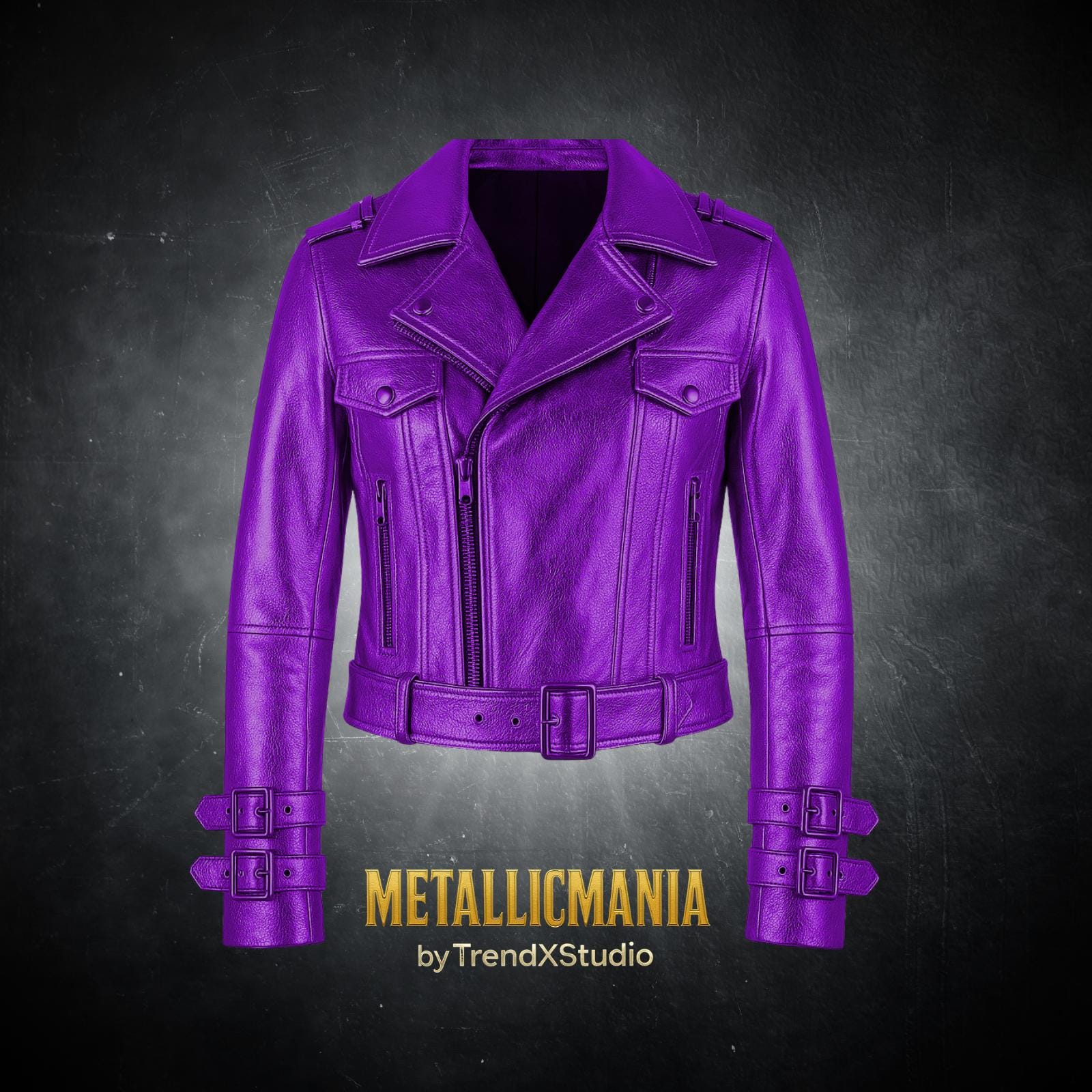Purple Metallic Leather Jacket – Sleek Fit Moto Biker Style