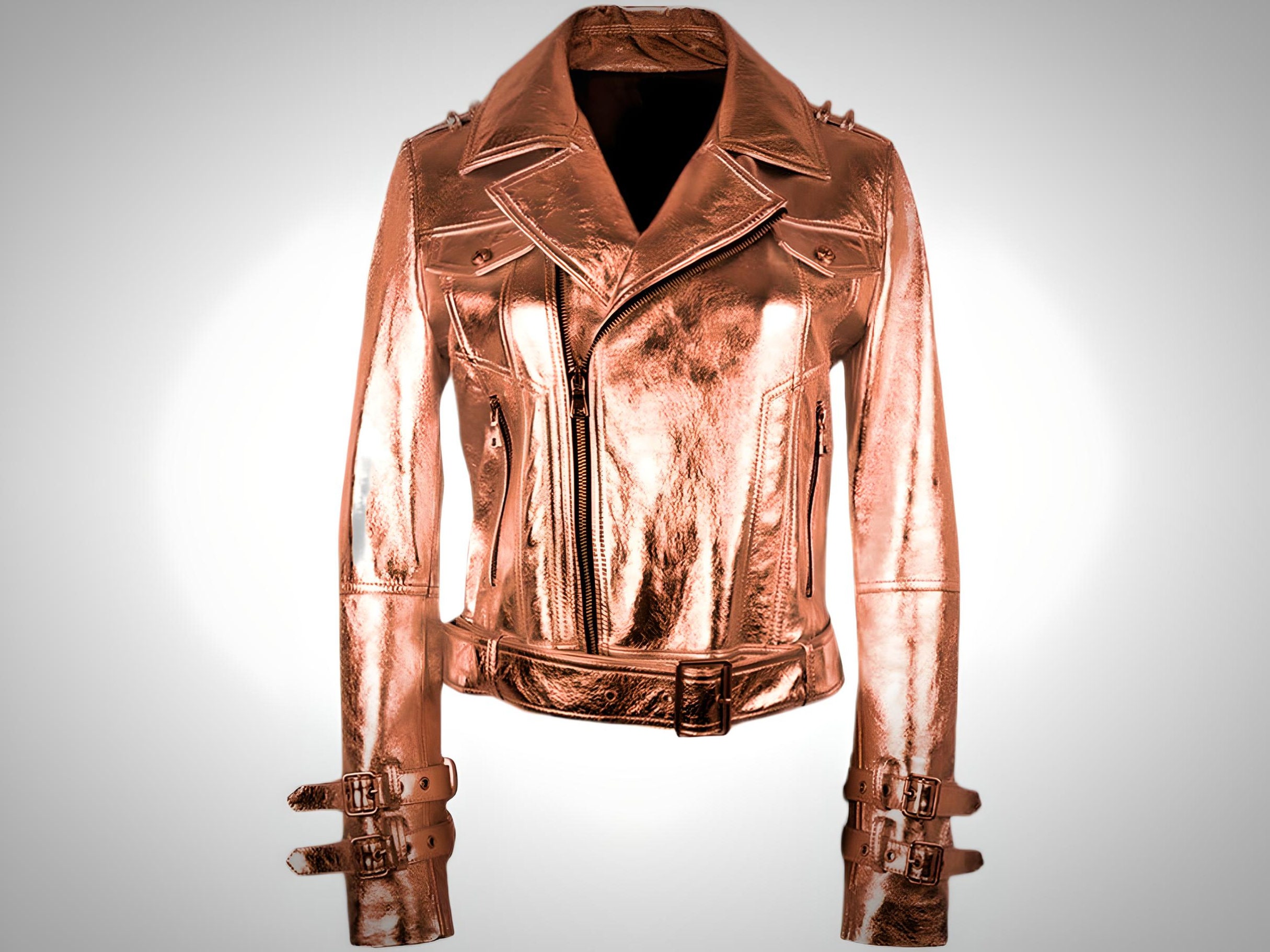 Rose Gold Metallic Leather Jacket Mens & Womens - Vintage Rose Gold Metallic Leather Jacket Mens & Womens - Vintage